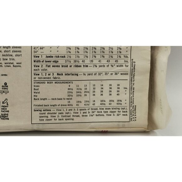 Simplicity 4022 Vintage 1960s Dress Sewing Pattern Misses Size 12 Bust 32 - Picture 3 of 3